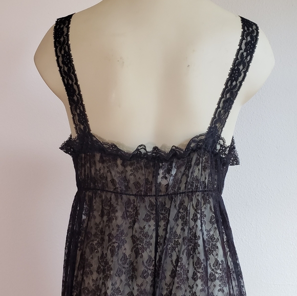 VTG Black Lace Slip Dress w/ Matching Cardigan - Picture 4 of 10